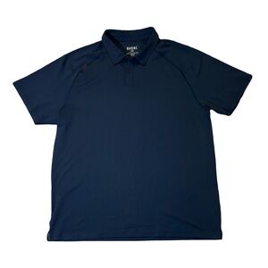 Rhone mens XL navy blue solid polyester blend performance golf polo shirt EUC